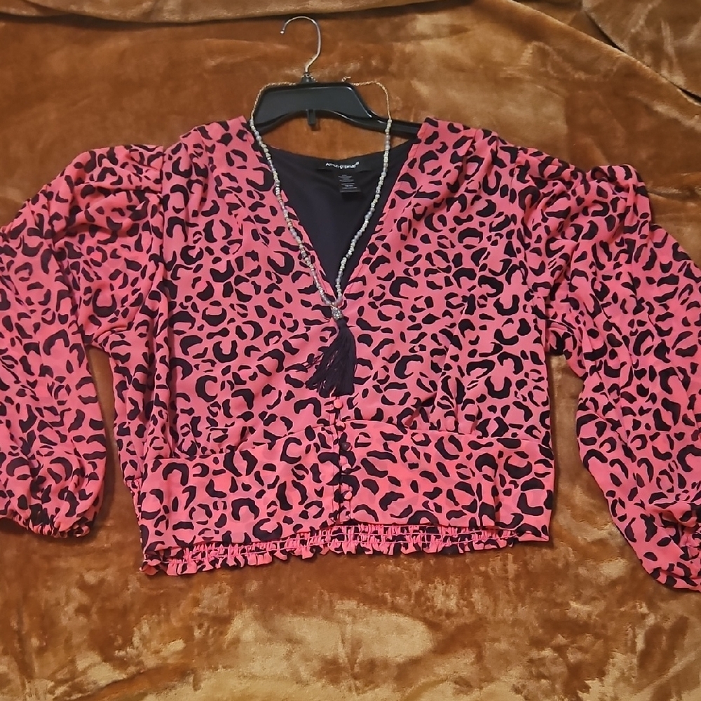 Pink Leopard Print Top